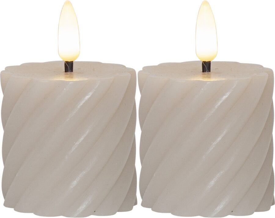 LED BLOCKLJUS FLAMME SWIRL 2-Pack Beige